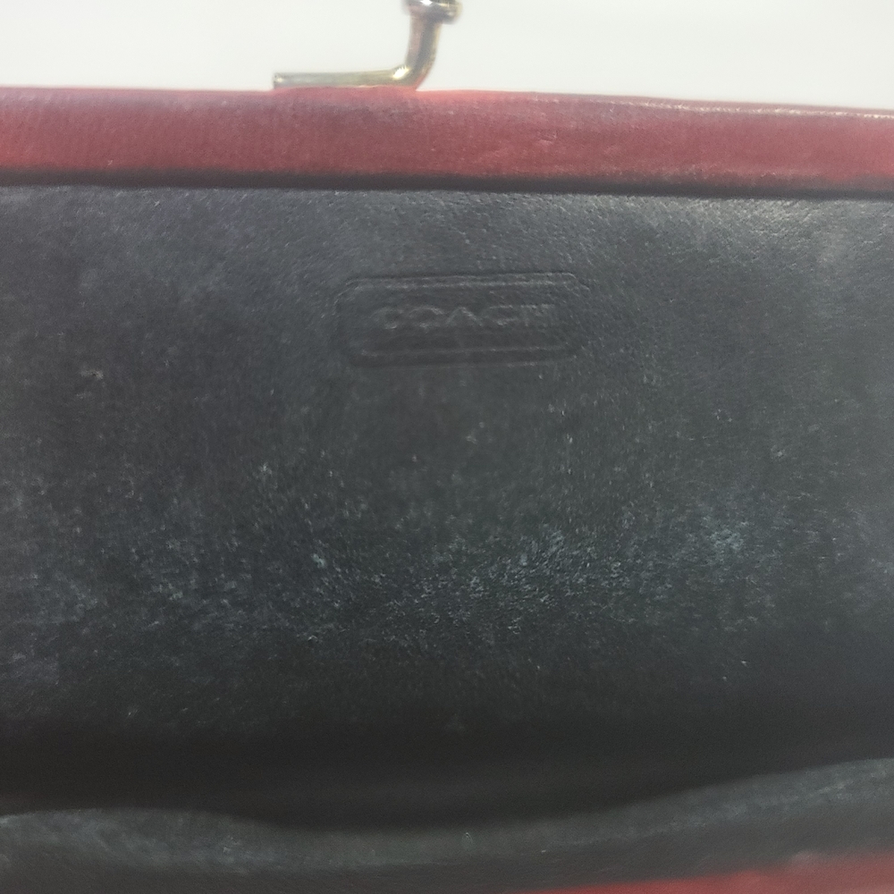 RARE Vintage Coach Kisslock Coin Change Purse Wallet Red Leather No. 7155 - Picture 7 of 10